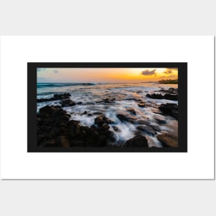 Rocky Hawaiian Beach at Sunset Posters and Art